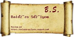 Balázs Sólyom névjegykártya